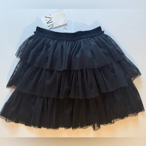 Zara Black Bubble Mini Skirt Tiered Ruffled Cocktail